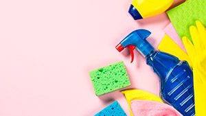 Cleaning products used to clean up mold with vinegar and baking soda