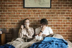 Couple suffering from allergies because landlord's lack of responsibility for mold damage.