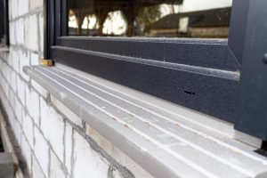 Extruded polystyrene on a window sill.